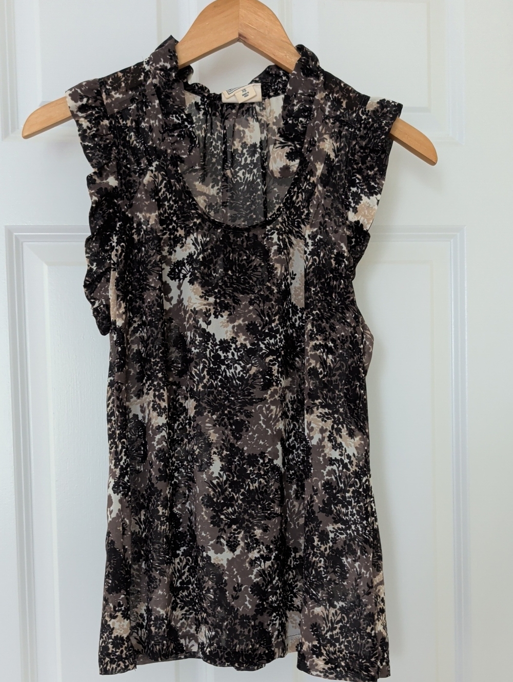 Converse Black and Taupe Floral Ruffle Camisole